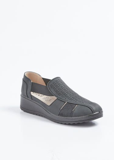 Sandales élastiquées largeur confort Noir