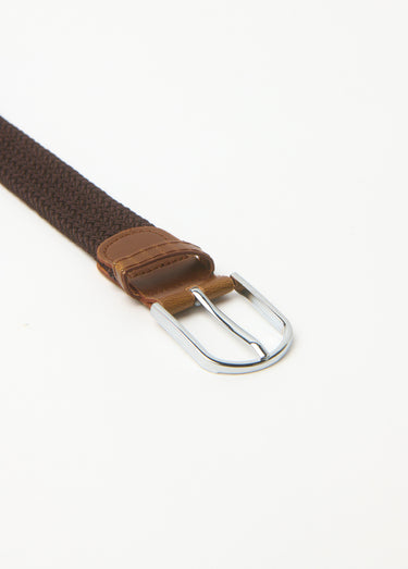 Ceinture taille unique extensible tressée Marron