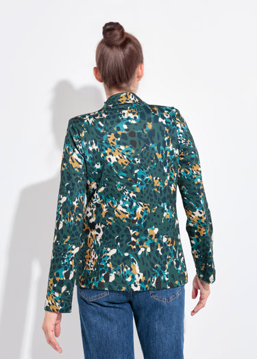 Veste motif arty avec bouton bijou métal Canard/Jaune