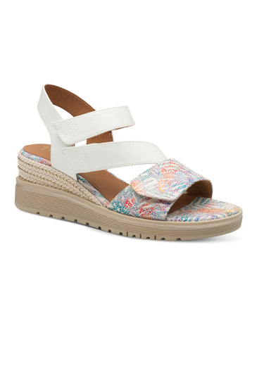 Sandales compensées brides scratchées Blanc