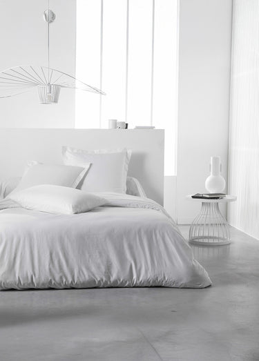 Housse de couette coton uni Craie