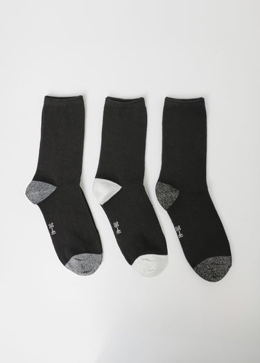 Lot de 3 Chaussettes pointes et talons fantaisie Noir