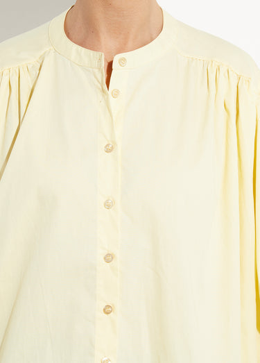 Chemisier ample manches brodées palmier Jaune/Blanc