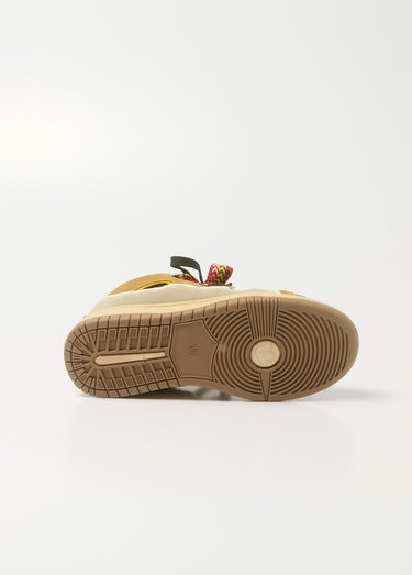 Baskets sportswear daim lacets fantaisie Camel