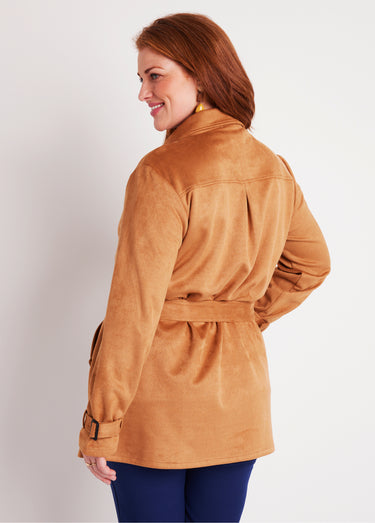 Manteau court tissu suédé Beige