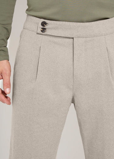 Pantalon chic à chevrons, aspect lainage Beige