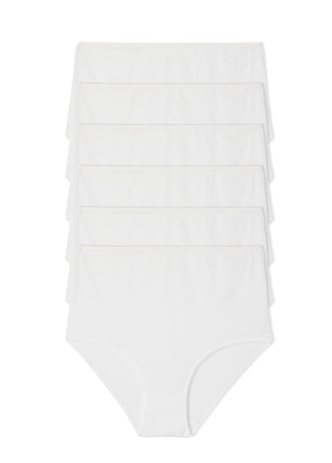 Culotte taille haute coton - lot de 6 Blanc Lot6