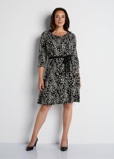 Robe courte maille chaude imprimée Imp Noir/Blanc