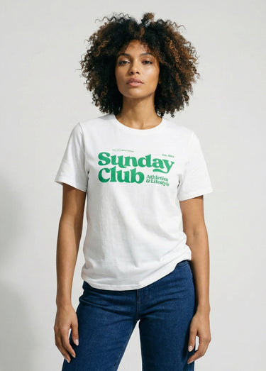 T-shirt blanc inscription Sunday Club Blanc / Vert
