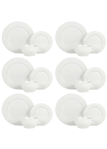 Service de table porcelaine 18 pièces uni Blanc