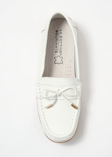 Mocassins confortables plats en cuir Blanc