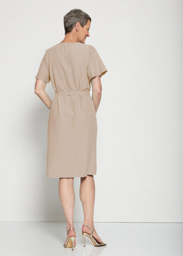 Robe courte droite tissu fluide uni Sable