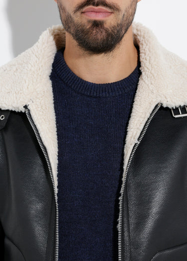 Blouson simili cuir type mouton retourné Noir