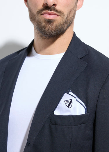 Veste blazer légère laine aspect natté Marine