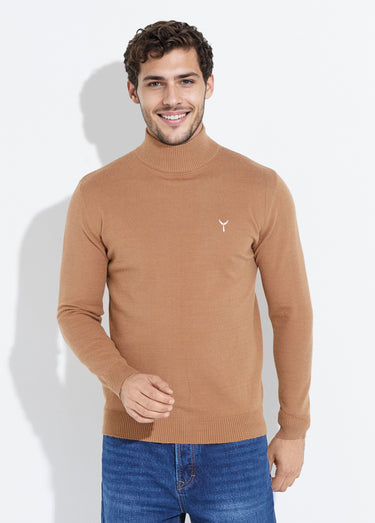 Pull col montant toucher cachemire Camel