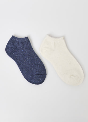 Lot de 2 Socquettes basses avec laine, chaudes Blanc