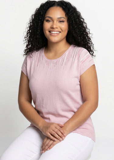 Pull maille scintillante manches kimono Rose