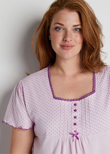 Chemise de nuit coton dentelle Parme