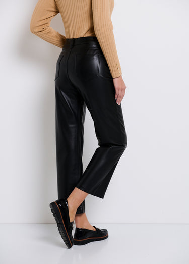 Pantalon 5 poches 7/8ème en faux cuir Noir