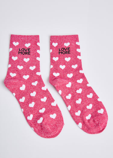 Chaussettes pailletées à message Fuchsia