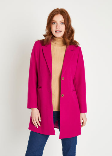 Manteau col tailleur aspect lainage Rose