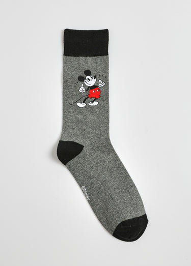 Chaussettes fantaisie, thème Mickey Mouse Gris