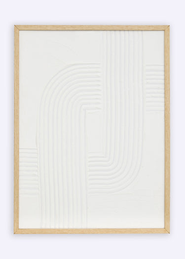 Toile 3D graphique avec cadre façon bois Blanc