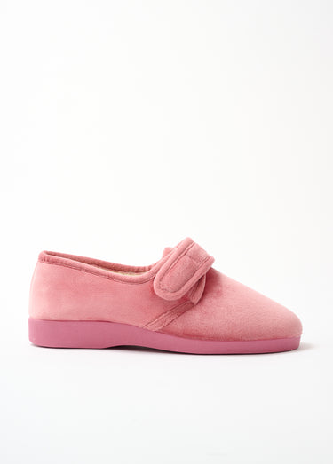 Chaussons largeur confort fourrés pure laine Rose Indien