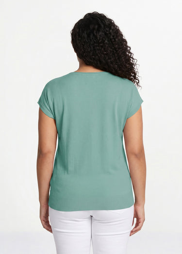 Pull maille scintillante manches kimono Aqua