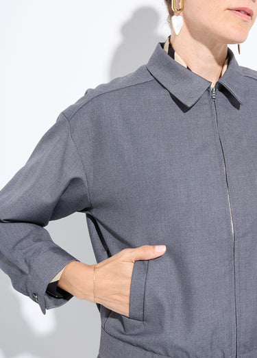Veste zippée chinée foncée Gris