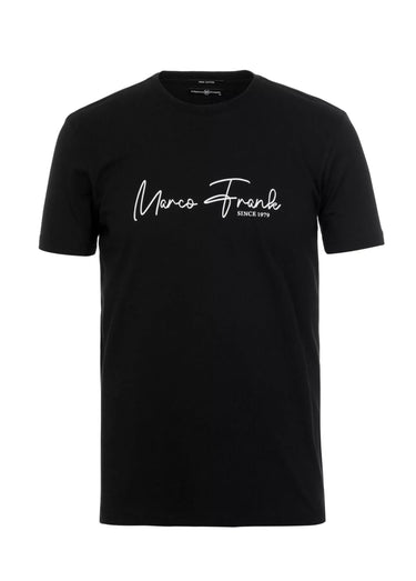 T-shirt col rond à message signature Noir