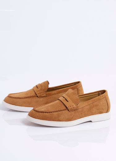 Mocassins en suédine, semelle contrastée Camel