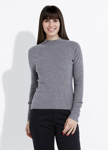 Pull col roulotté forme ajustée Gris
