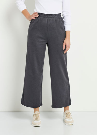 Pantalon large confort maille polo Gris