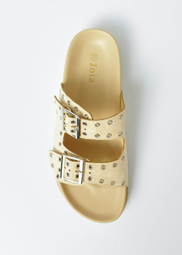 Sandales ergonomiques avec boucles et rivets Beige