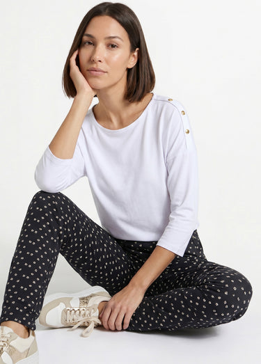 Legging coton stretch taille élastiquée Imprime Marine