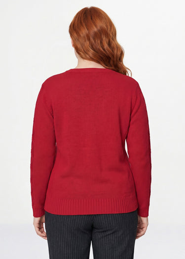 Gilet zippé uni mi-long maille épaisse Framboise