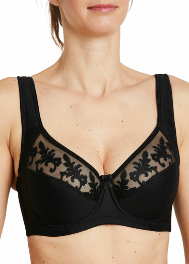 Soutien-gorge avec armatures tulle brodé Noir