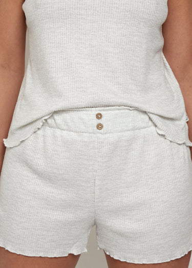 Pyjama débardeur et short, fines côtes Blanc