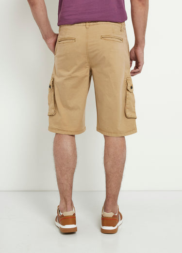 Bermuda long à poches et lien à nouer Beige