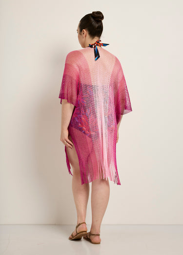 Robe de plage en maille multicolore Fuchsia
