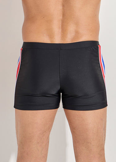 Boxer de bain piscine, bandes cotés Noir