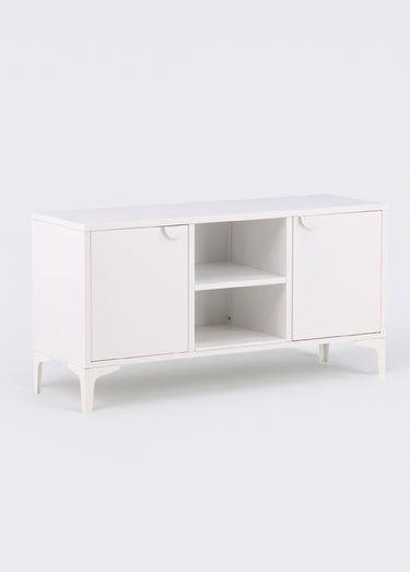 Meuble bas 2 portes 2 tablettes en acier Blanc