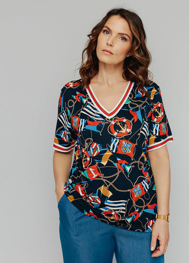Tee-shirt imprimé manches courtes Fond Marine