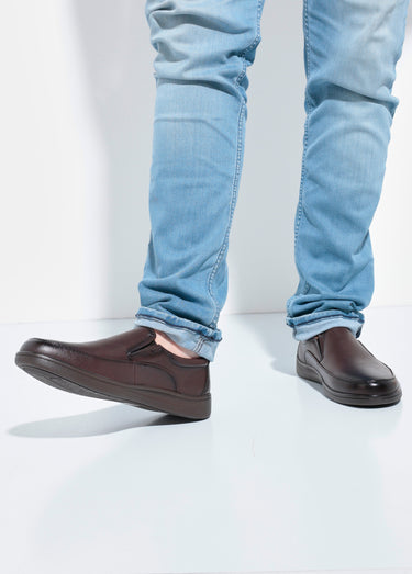 Mocassins style loafers en simili cuir Marron