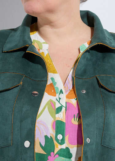 Veste en suédine détails contrastants Vert