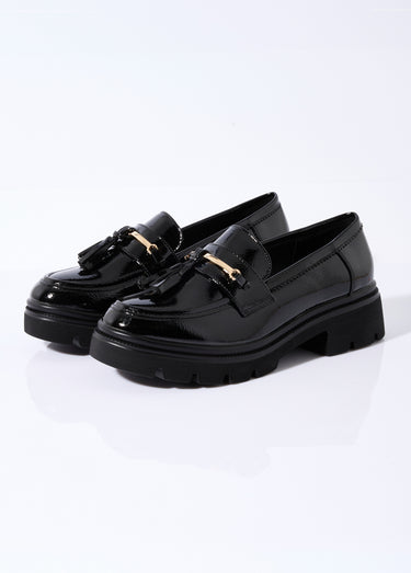 Mocassins vernis à gland, style chunky Vernis Noir