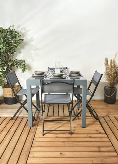 Table de jardin extensible verre, foncé Gris