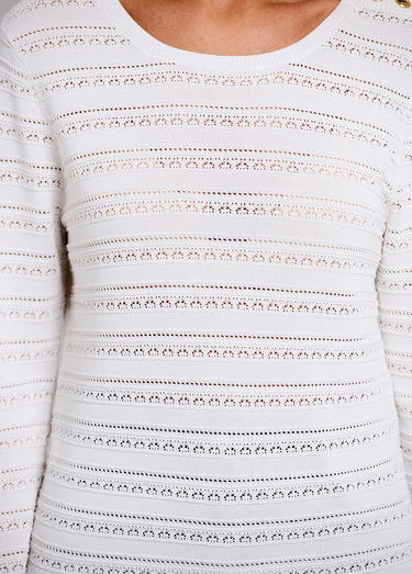 Pull doux col rond manches longues Blanc