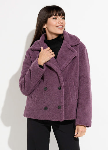 Caban court chaud effet peluche Violet